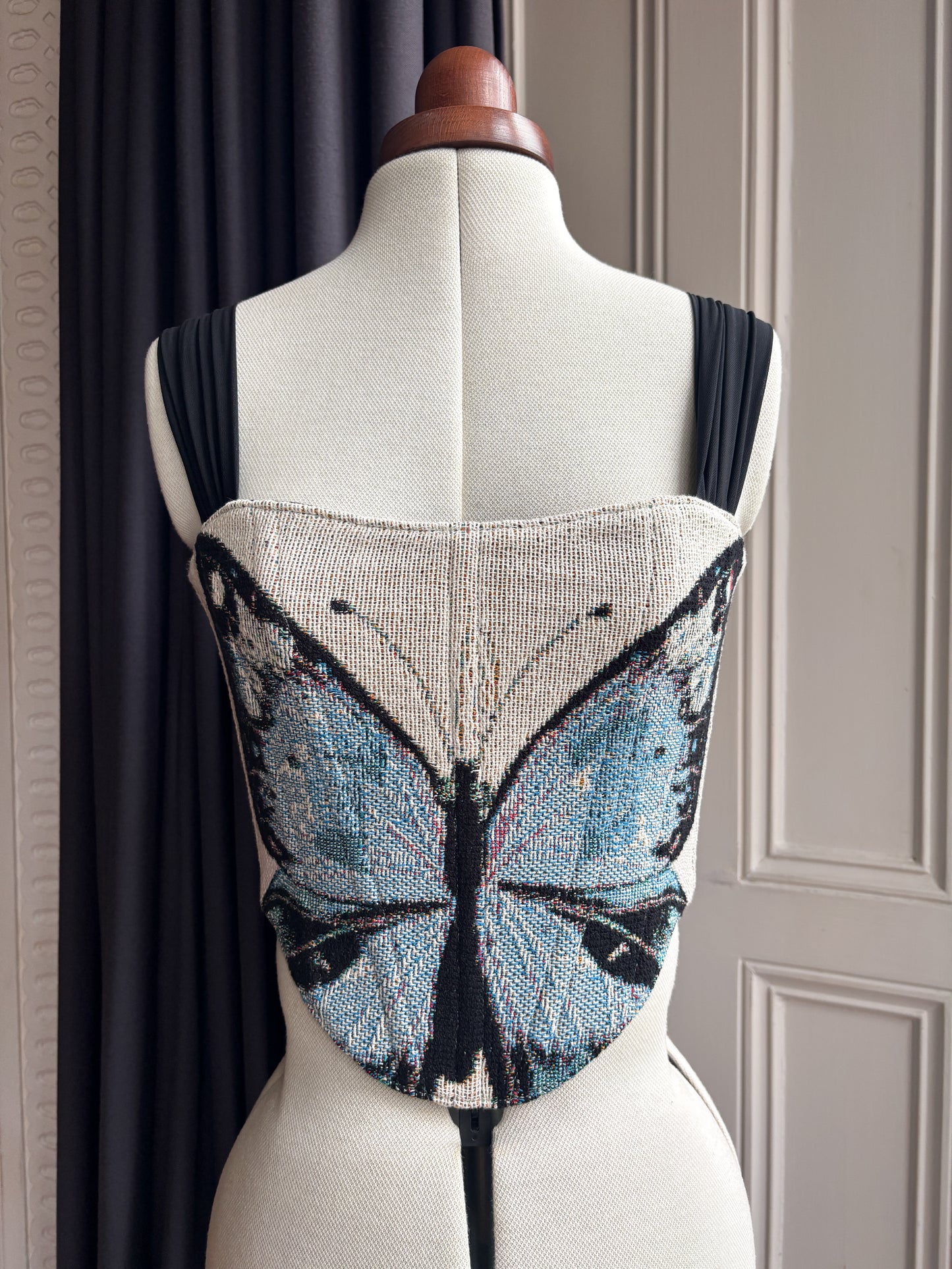 'Blue Butterfly’ Corset | S Straight Bust