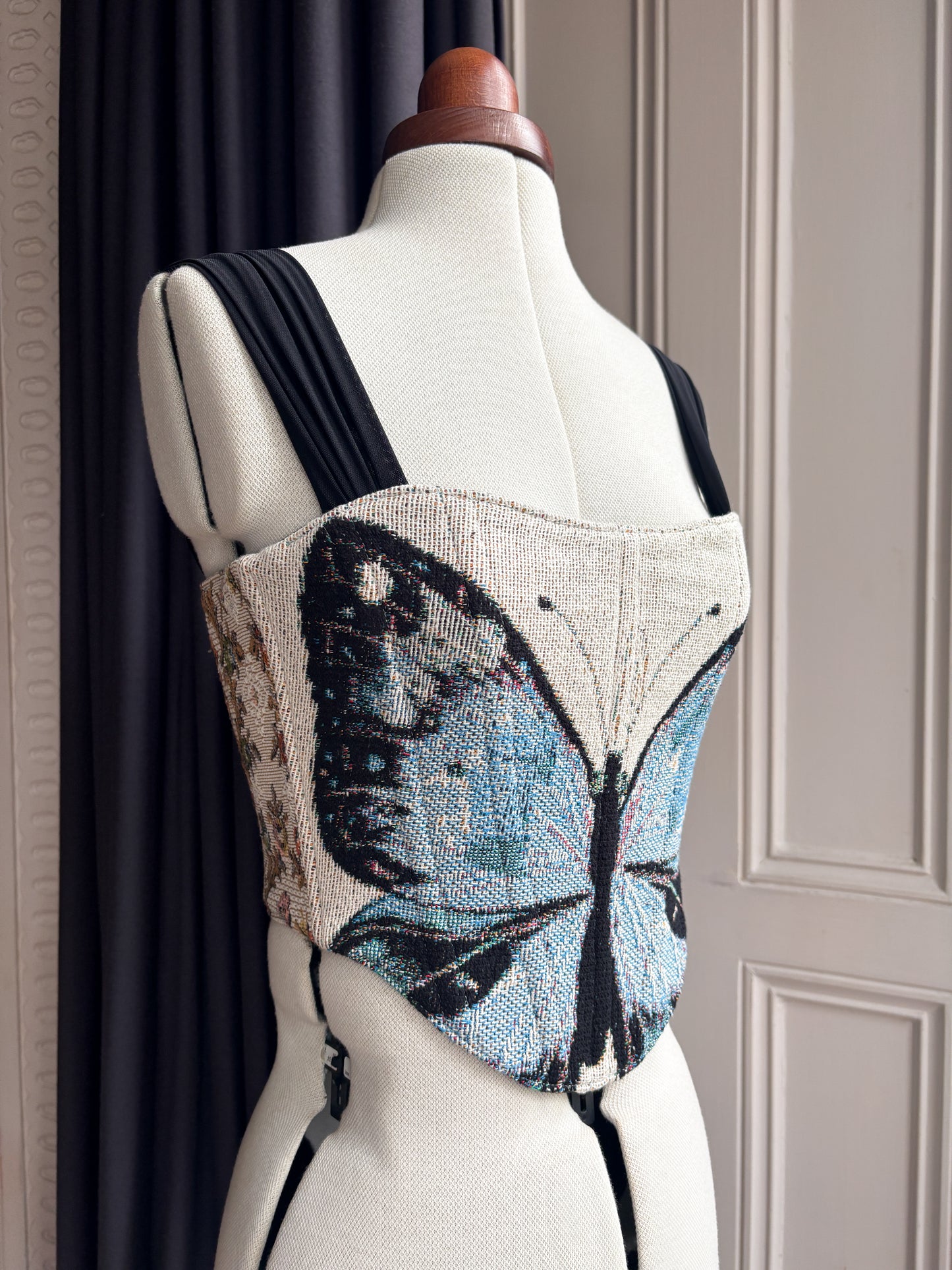 'Blue Butterfly’ Corset | S Straight Bust