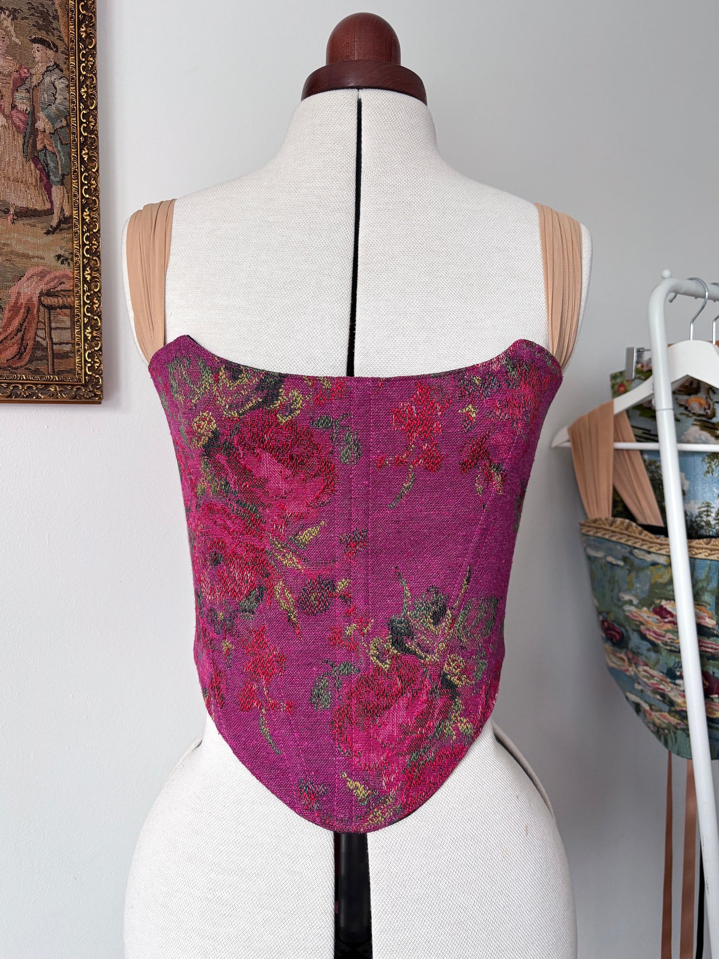 'Hibiscus Pink' Corset | S Straight Bust