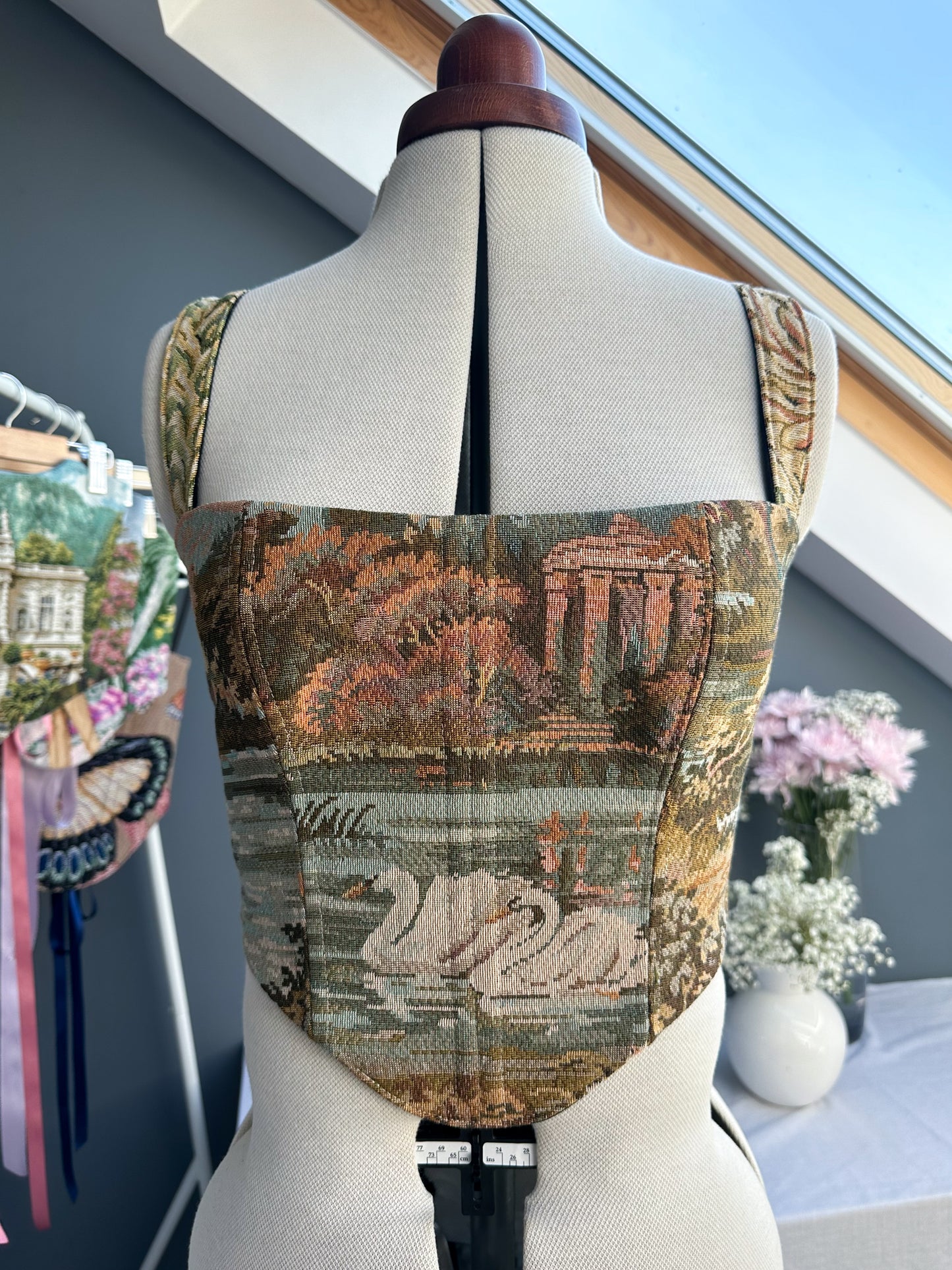 'Silken Swans' Corset | M Curved Bust