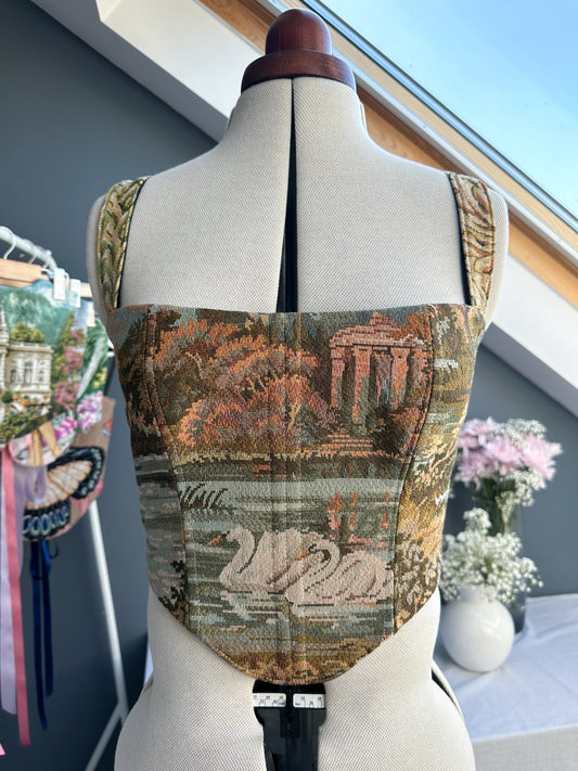 'Silken Swans' Corset | M Curved Bust