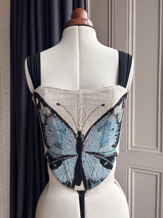 'Blue Butterfly’ Corset | S Straight Bust